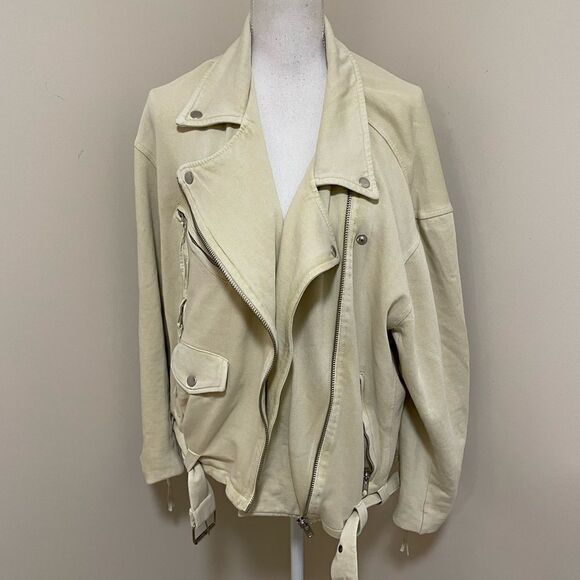 New Free People 
Rebel Rebel Knit Moto Jacket in Vanilla Creme Knit Moto  M - Picture 5 of 13